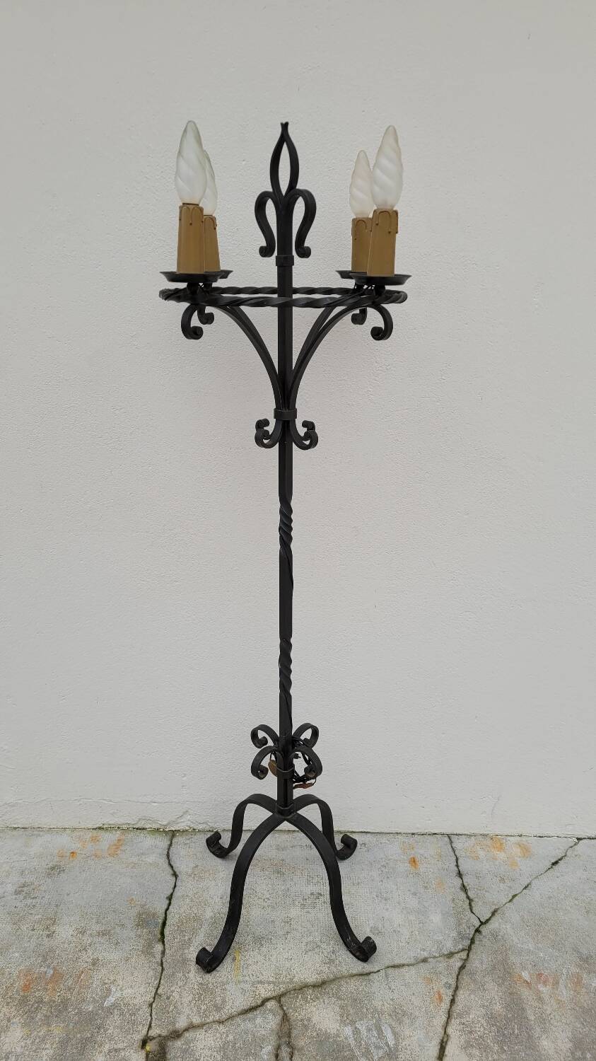 Candelabra floor lamp wrought iron candlestick