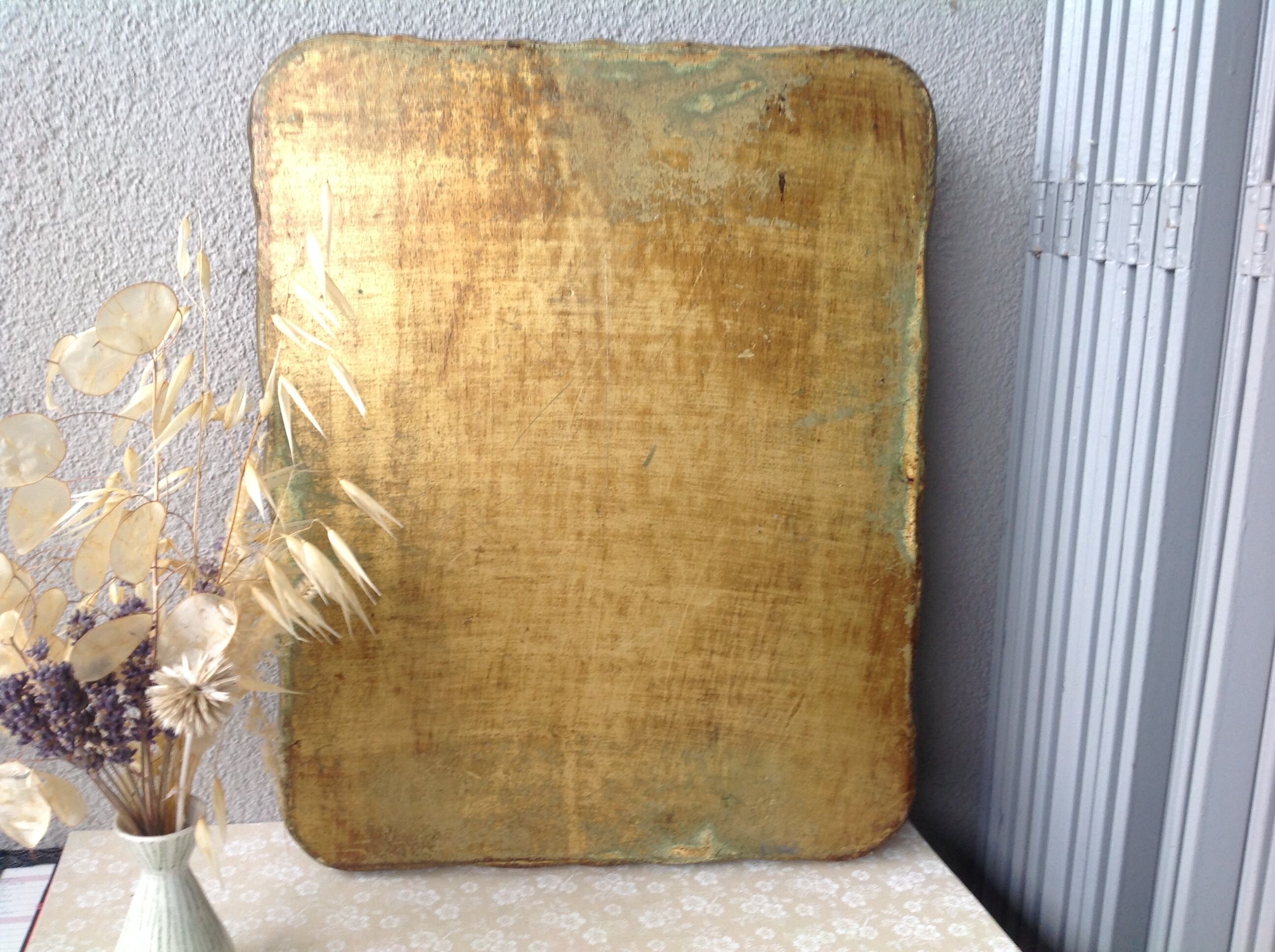 Old Florentine tray rectangle in papier-mâché