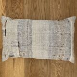 Cushion in old woven kilim style canvas, patched