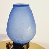 Lampe en pâte de verre bleu craquelée