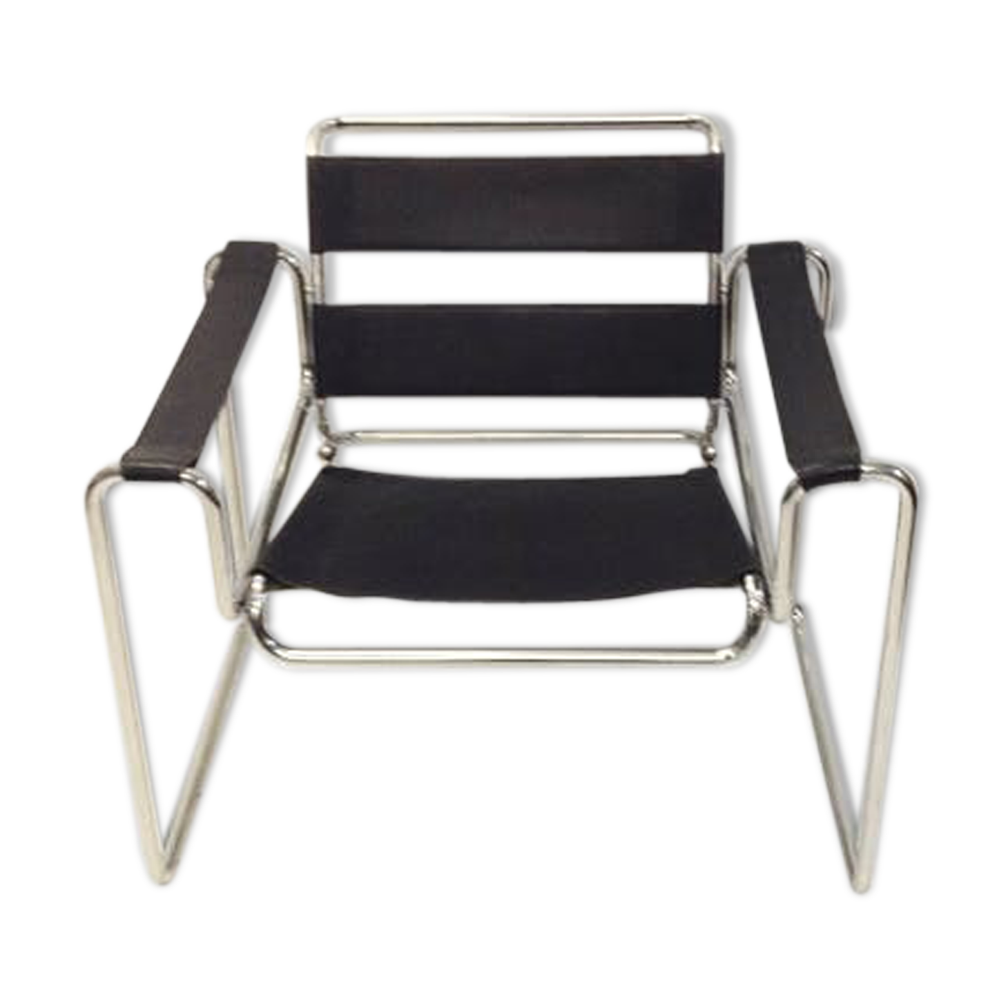Fauteuil tubulaire et cuir noir