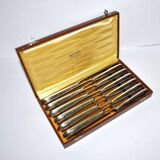 RENEKA Lot of 12 table knives with crossed ribbons and silver-plated metal, 24.5cm