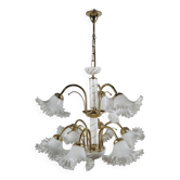 Lustre en céramique, laiton et verre de Murano des années 1970