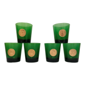 Green Vintage Glasses - Byrrh and Dubonnet - gold medallion
