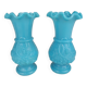 pair of small old blue opaline vases, shabby kitsch decor