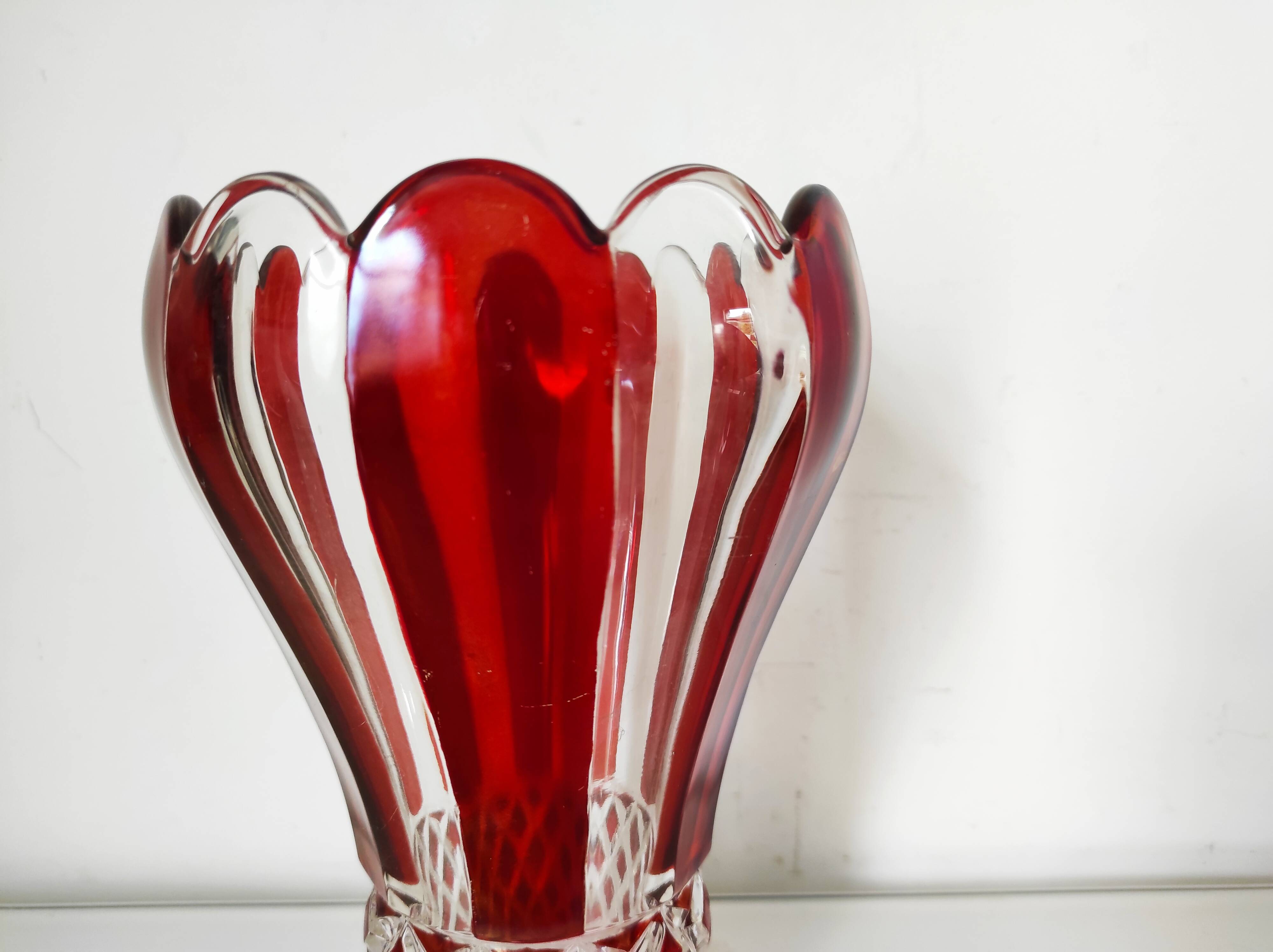 Red painted glass vase