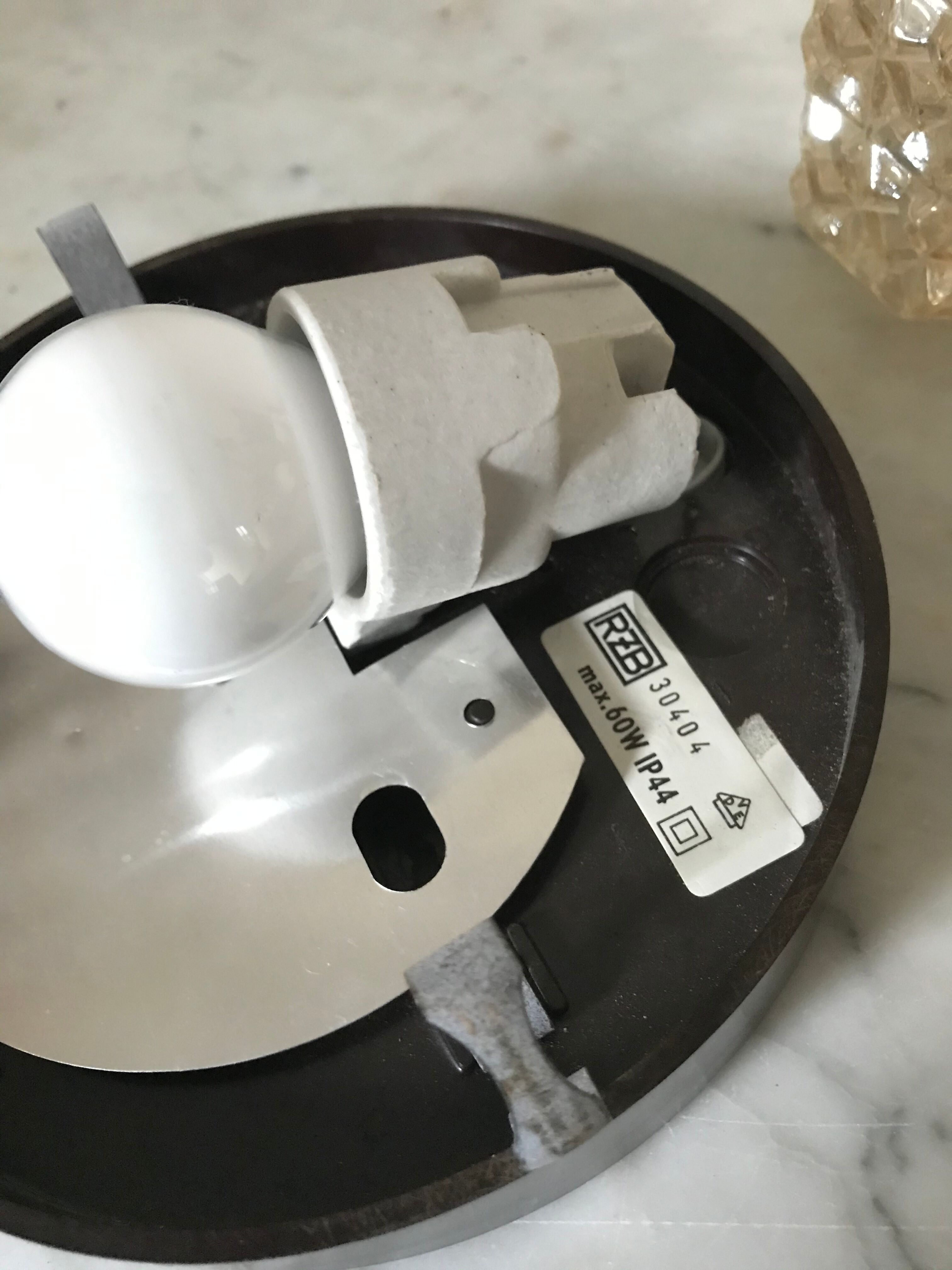 Amber moulded glass ceiling lighten circa 1960