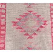 Pink Vintage Turkish Hand-Knotted Tribal Runner 74x391