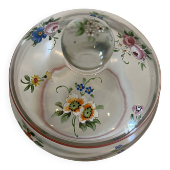 Flowered glass jar
