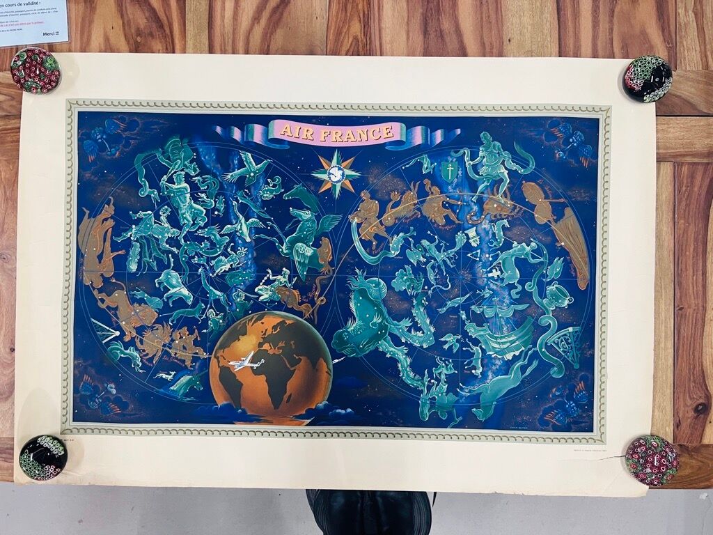 Vintage poster Air France Planisphere by Lucien Boucher