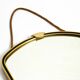 Beautiful small mid-century brass wall mirror with braided hanging strap