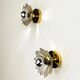 Pair of lotus flower wall sconces, mother-of-pearl petals & gilt brass, Italy, 1970s