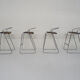 Set of four chrome and cane bar stools, 1970's