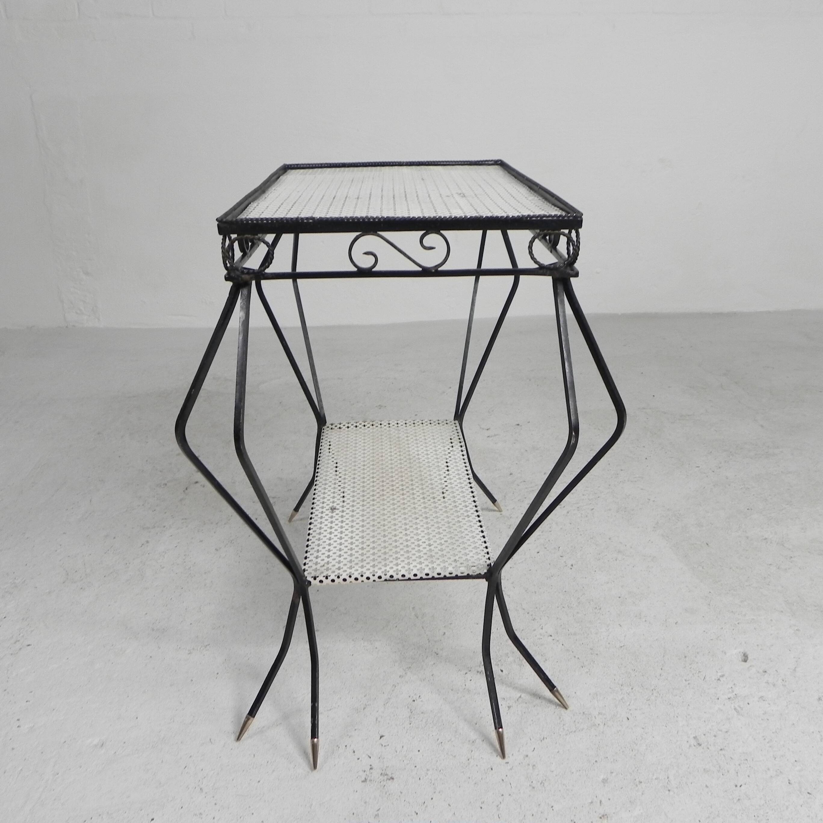 Vintage sculptural steel, (Mategot style) side table, 1950s