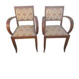 Paire de fauteuils bridge en bois et tissu, 1940
