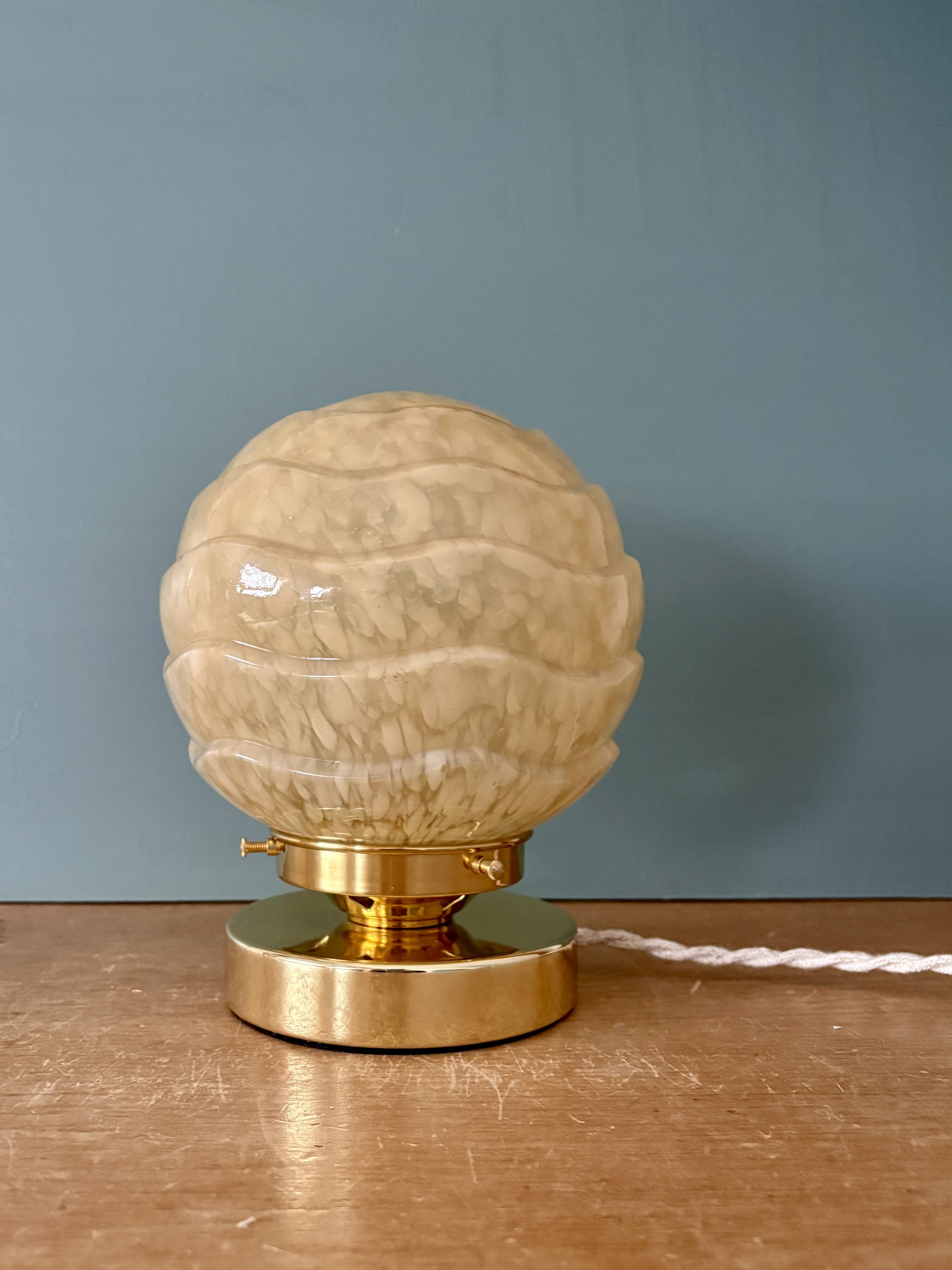 Vintage Art Deco globe lamp in yellow Clichy glass