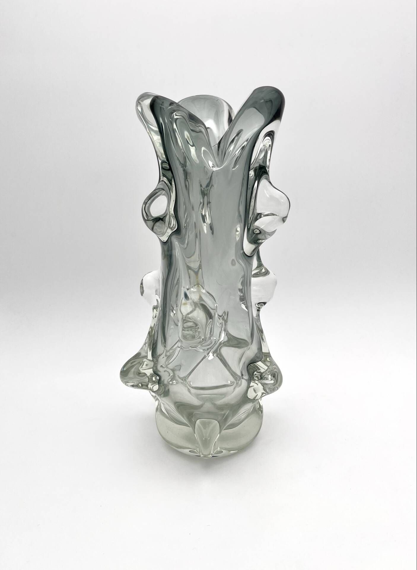 Large Murano Vase Smoked Glass Sculptural 31.5cm 3.1kg
