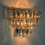 Kinkeldey wall light, cut crystals, 3 levels, Germany, 1970