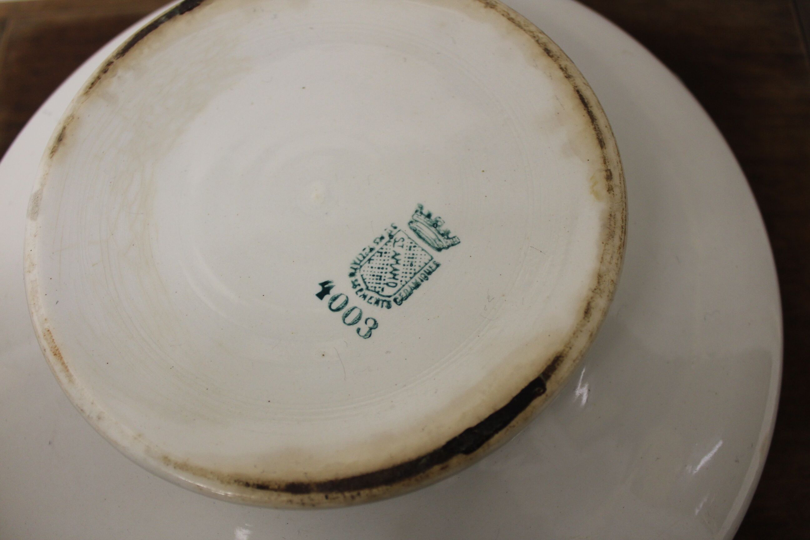 Old blue patterned soup