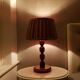 Vintage wooden table lamp with pleated fabric lampshade 1970