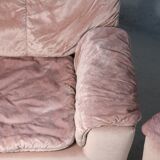 Cinna, pair of armchairs foam and velvet ras pink pale, France, circa 1970