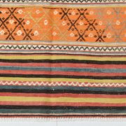 5x6 Vintage Red & Orange Striped Kilim Rug, 163x193Cm