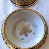 Large Limoges porcelain candy box - Oven blue and gold -