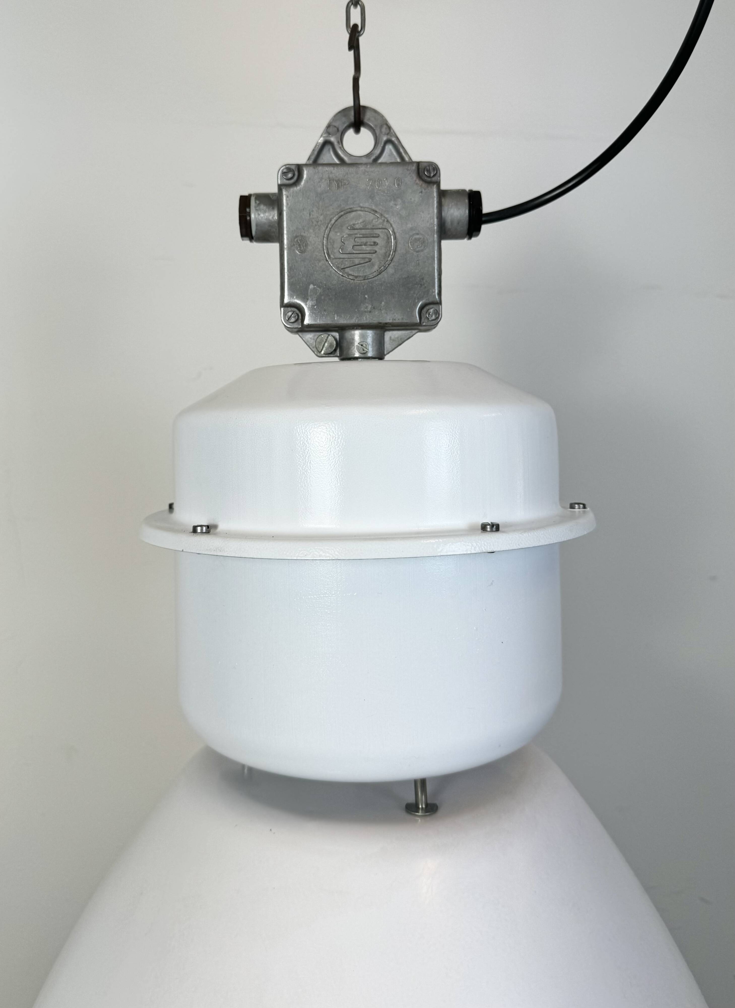Large White Enamel Industrial Factory Lamp from Elektrosvit, 1990s