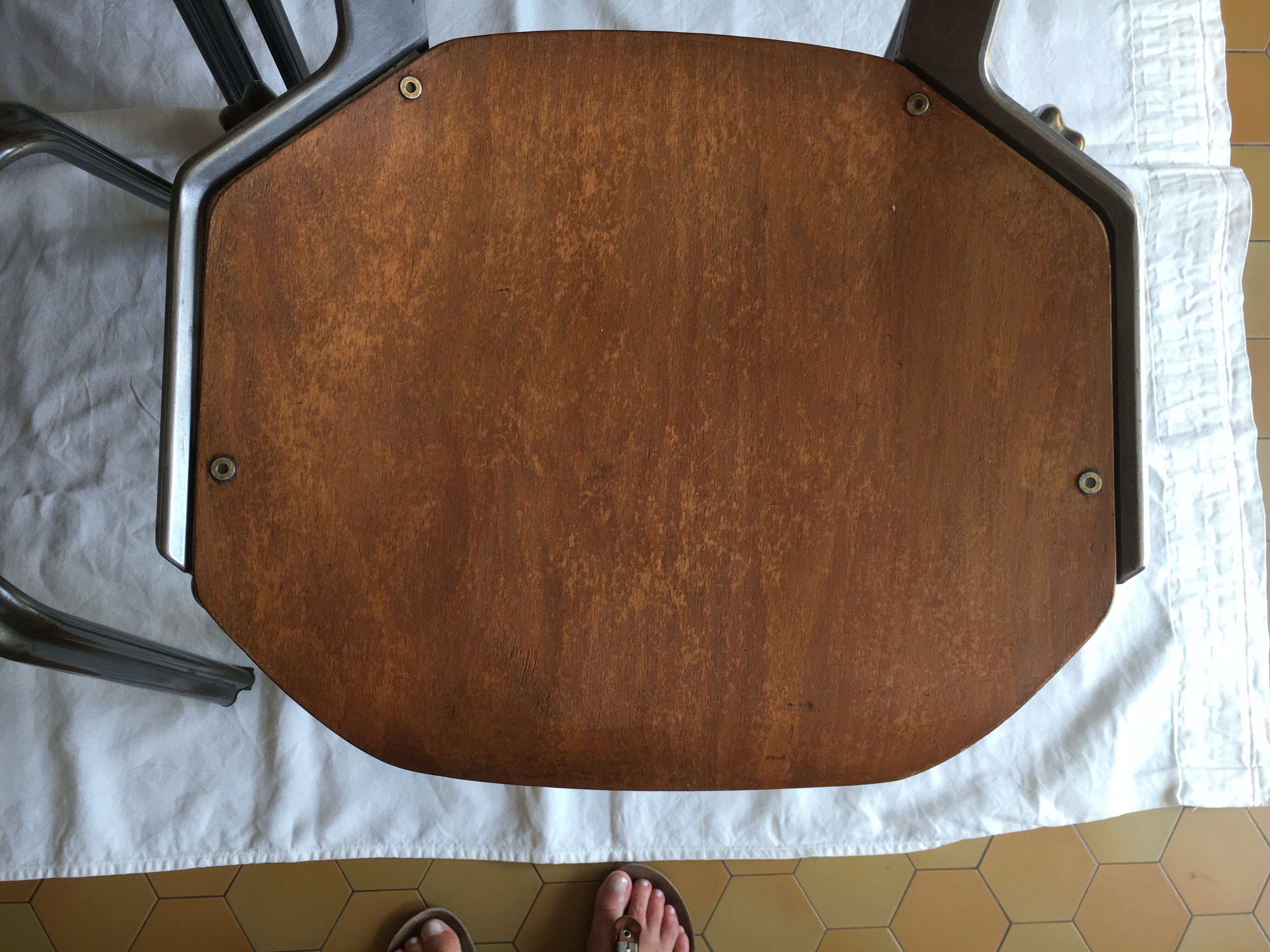 industrial chairs in brushed aluminum and wood year 80