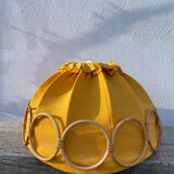 Wooden rattan and fabric suspension