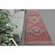 Vintage Turkish Hand-Knotted Wool Cotton Pink Runner Rug 98x330