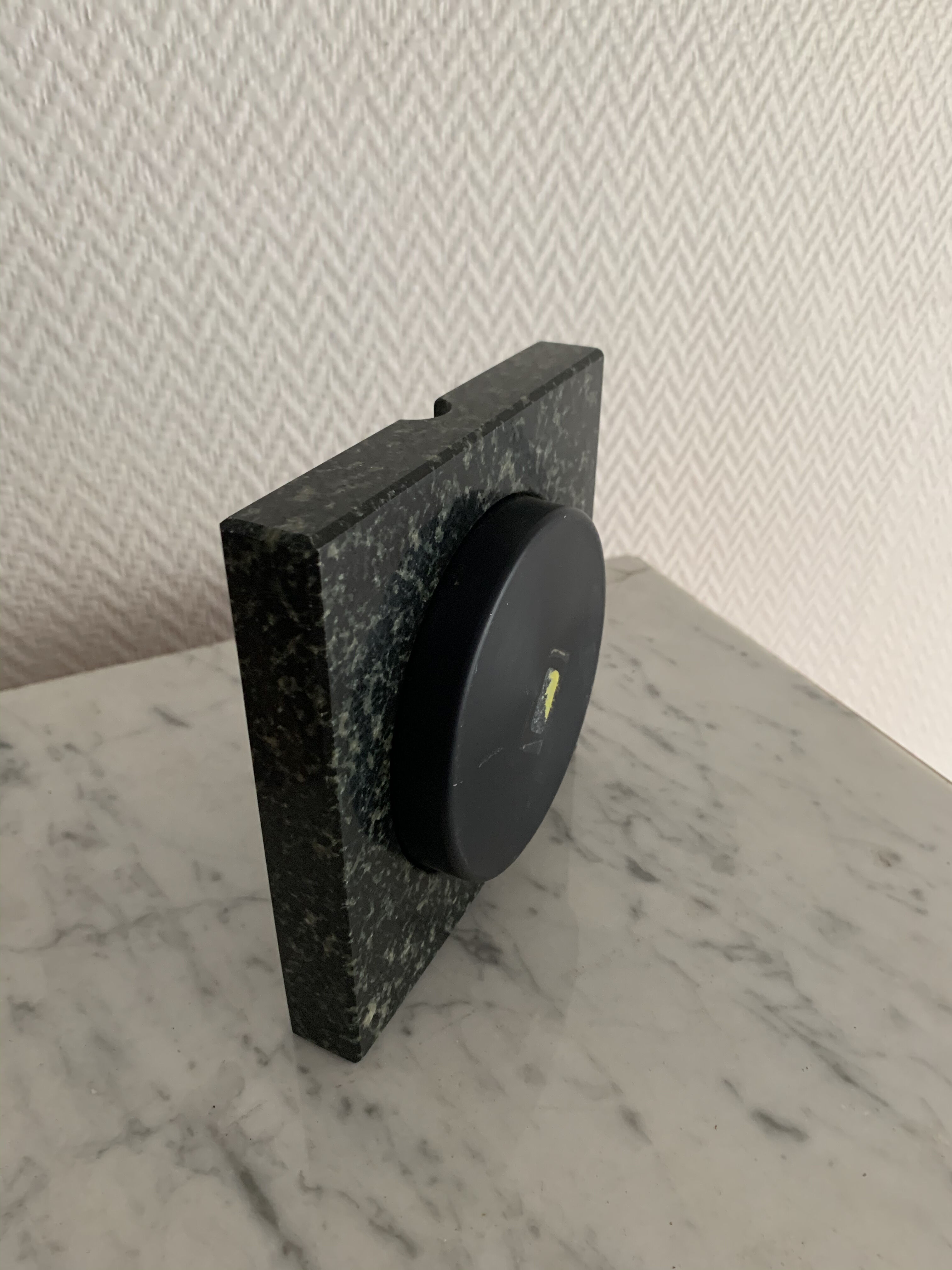 Black black square marble ashtray speckled green
