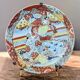 Antique Japanese Satsuma plate with red and gold decoration and figures