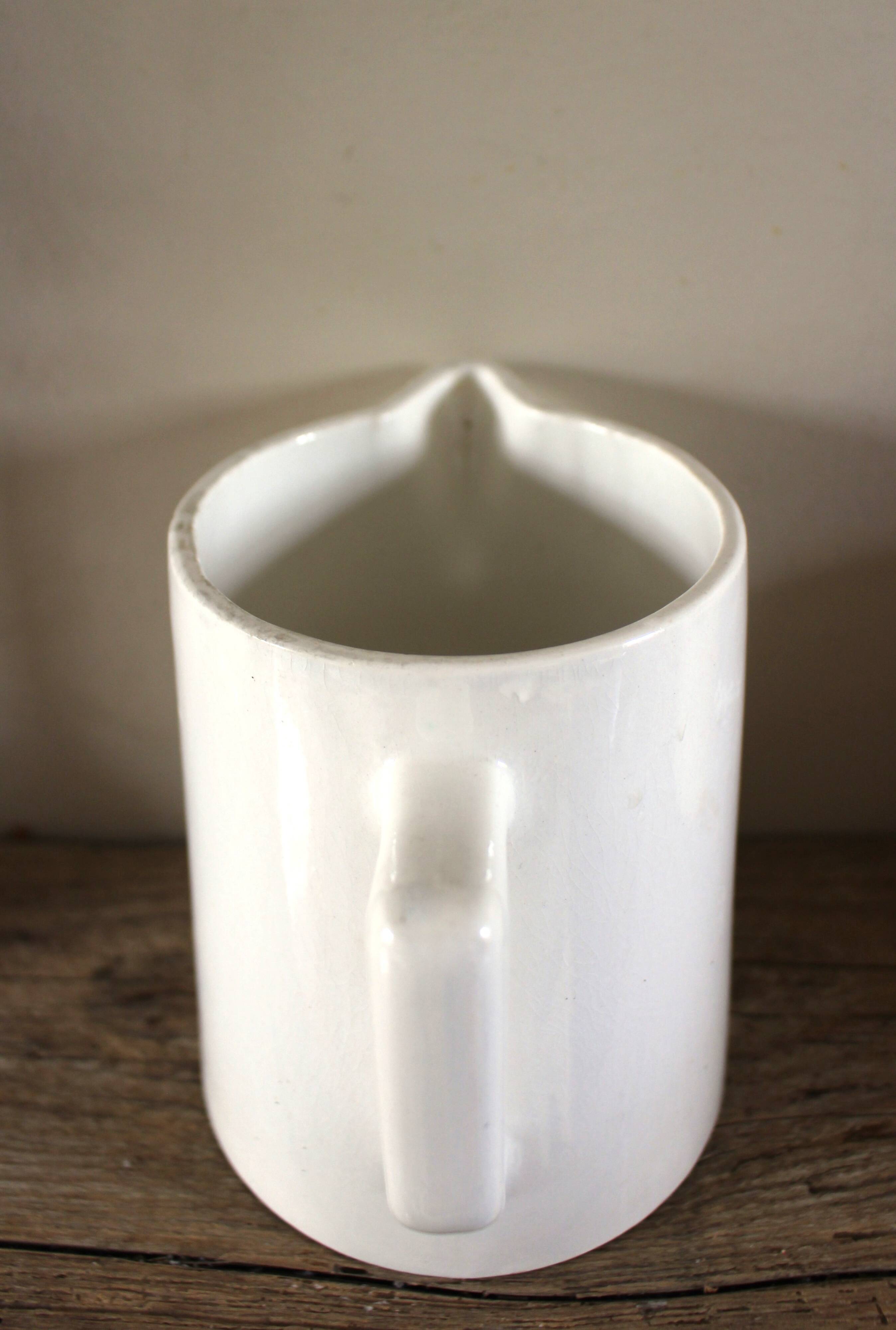 White earthenware pitcher carafe Digoin Sarreguemines