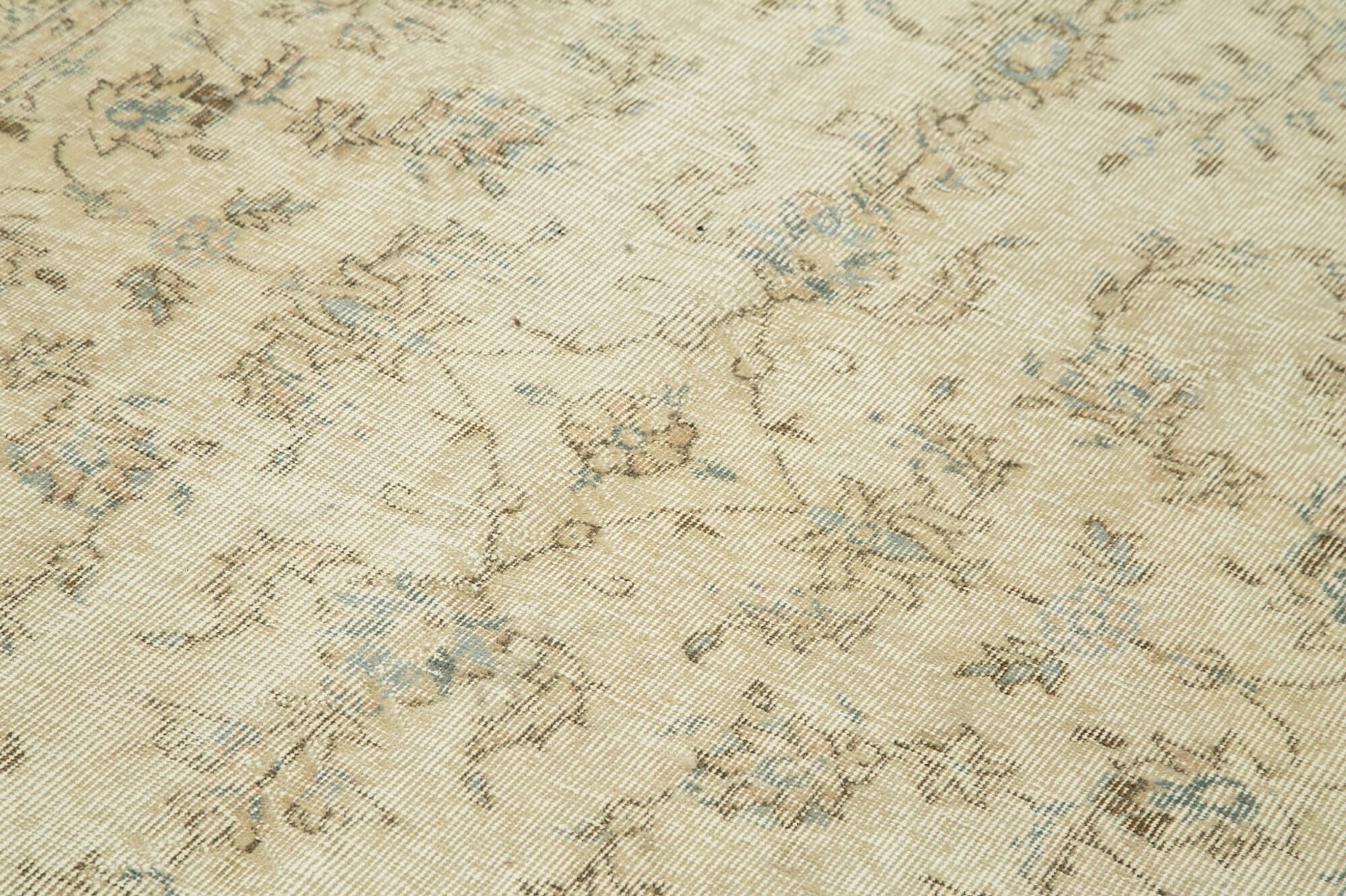 Hand-knotted distressed turkish beige carpet 156 cm x 246 cm
