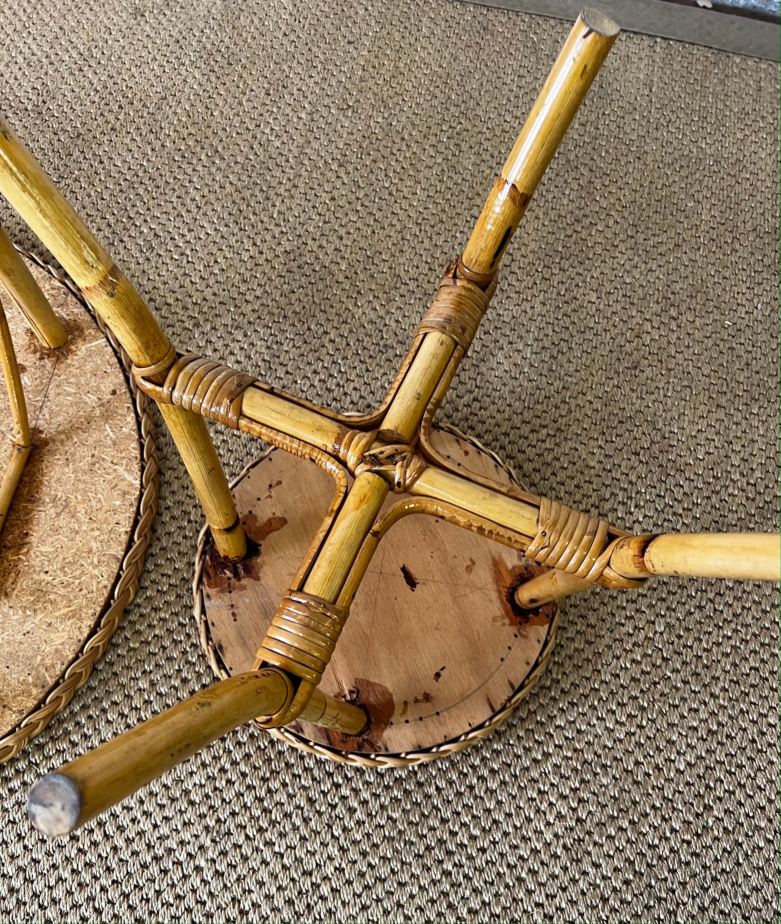 Pair of rattan side tables