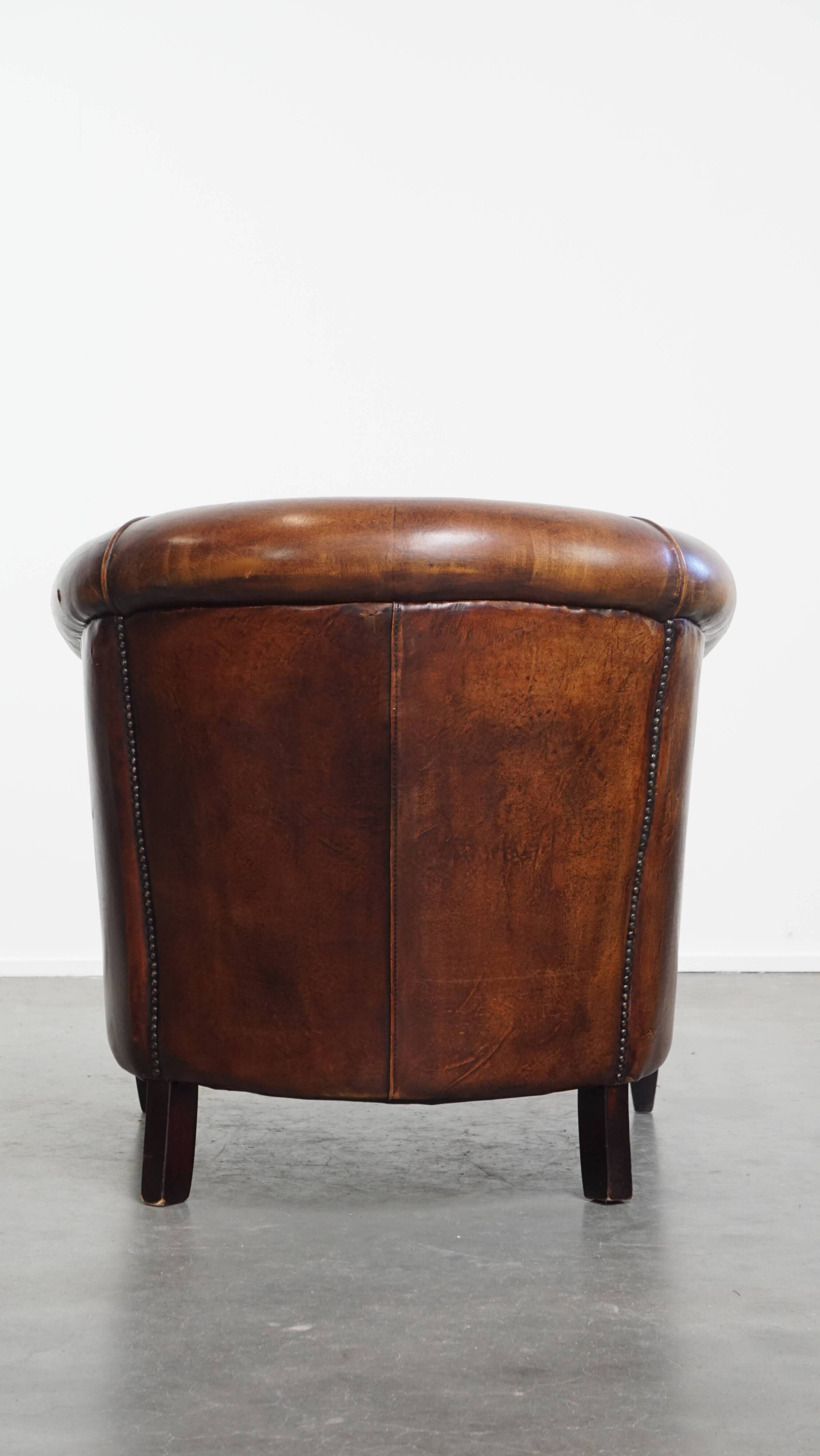 Club chair made of sheepskin leather