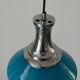 Blue glass ceiling light with a chrome frame, 1960s, Germany.