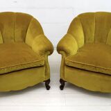 Pair of Mid-Century Modern Italian Velvet Armchairs, 1950s