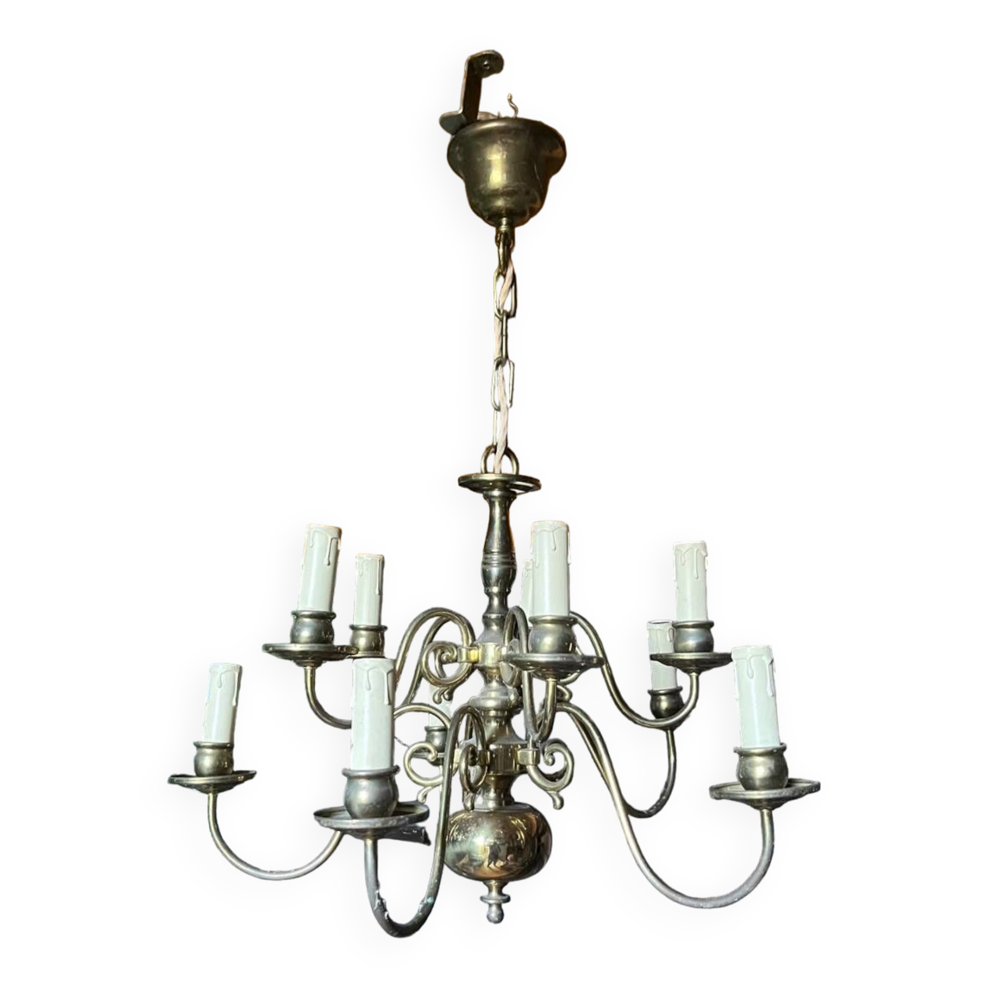 Dutch style brass chandelier 10 candles