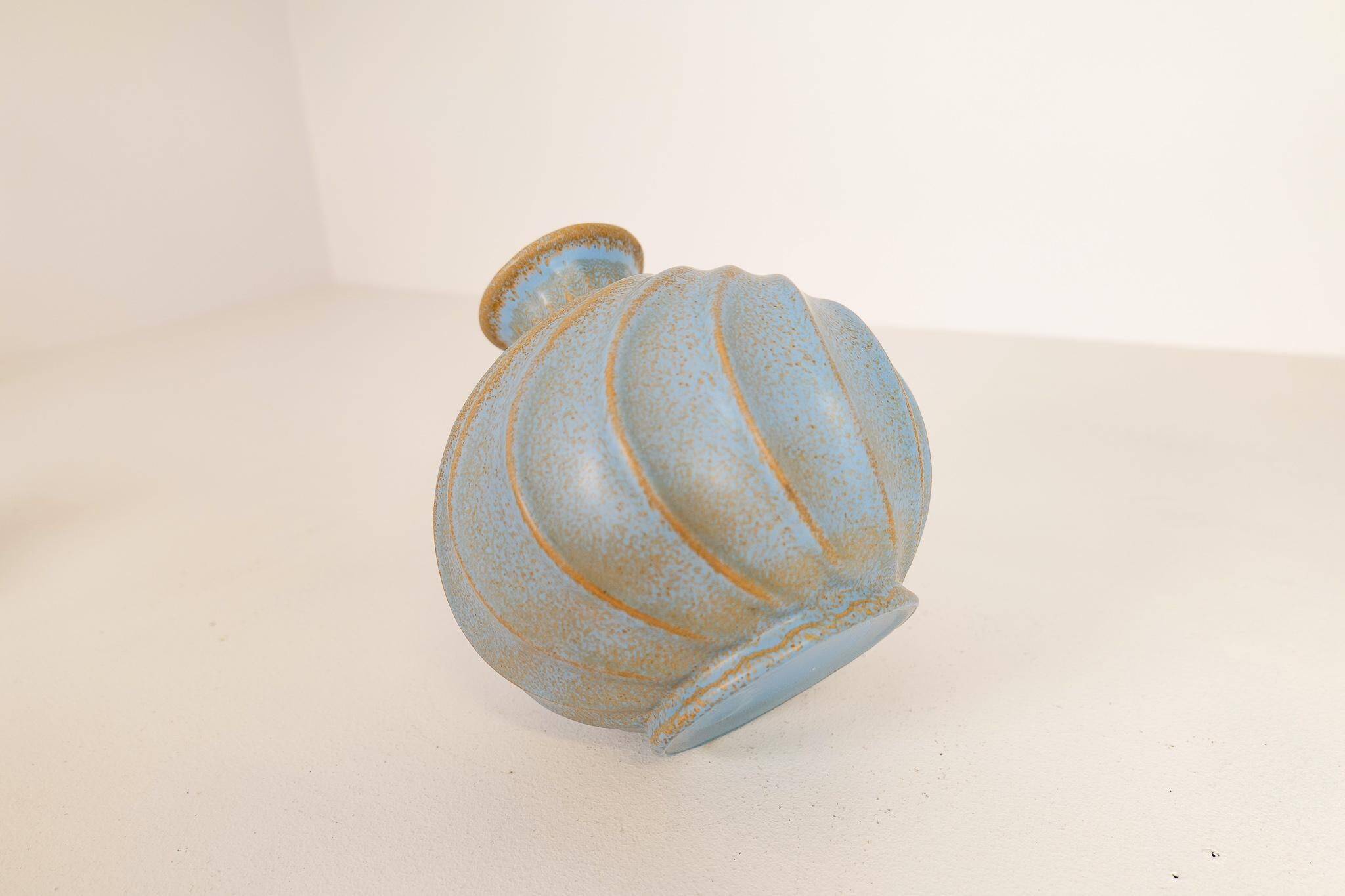 Paire de vases en céramique "Turkos" de style milieu du siècle, Ewald Dahlskog, Bo Fajans, Suède