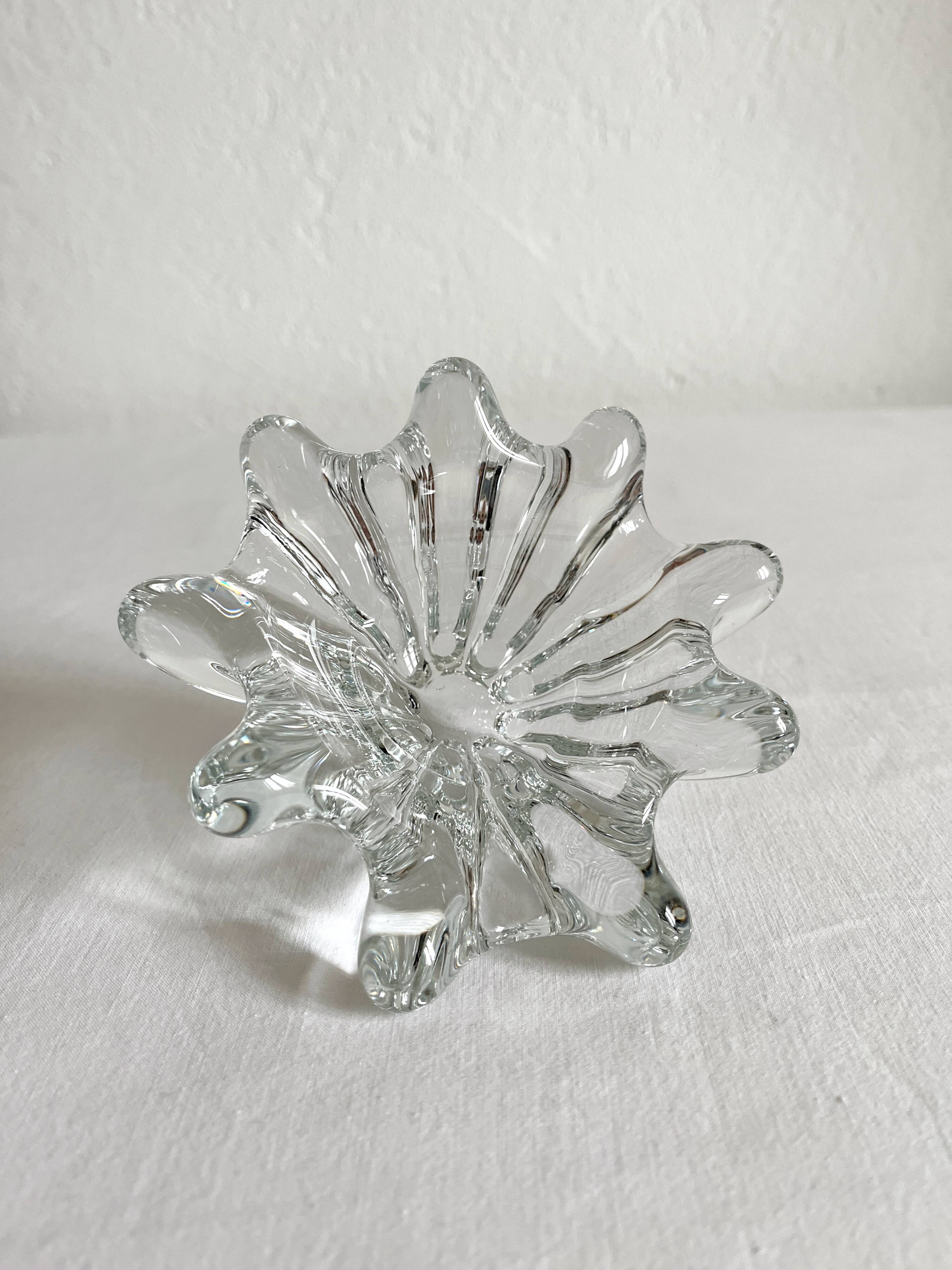 Vintage 70s organic shaped crystal ashtray