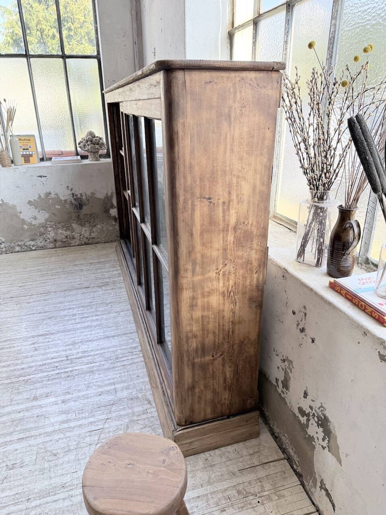 XXL industrial sideboard with glass doors
