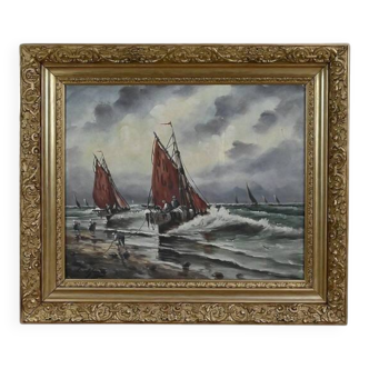 Tableau "Fishing Memory" signed L. Henry – late 19th century