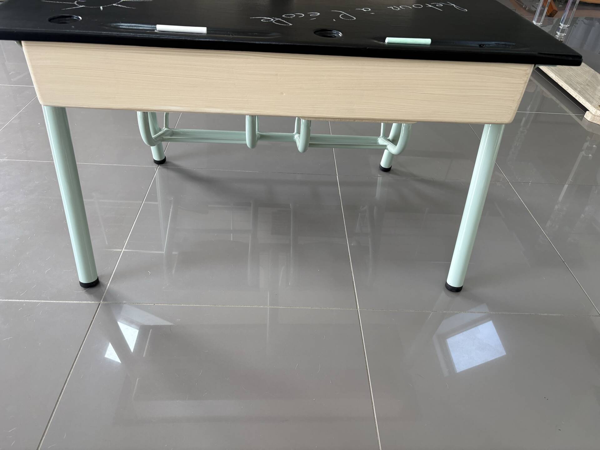 Vintage school desk for 2, fully renovated – Slate top