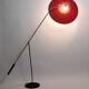 Articulated floor lamp with counterweight mid-century by Rupert Nikoll, nickel, brass.
