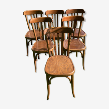 Lot de 6 chaises bistrot Fischel début XX siècle