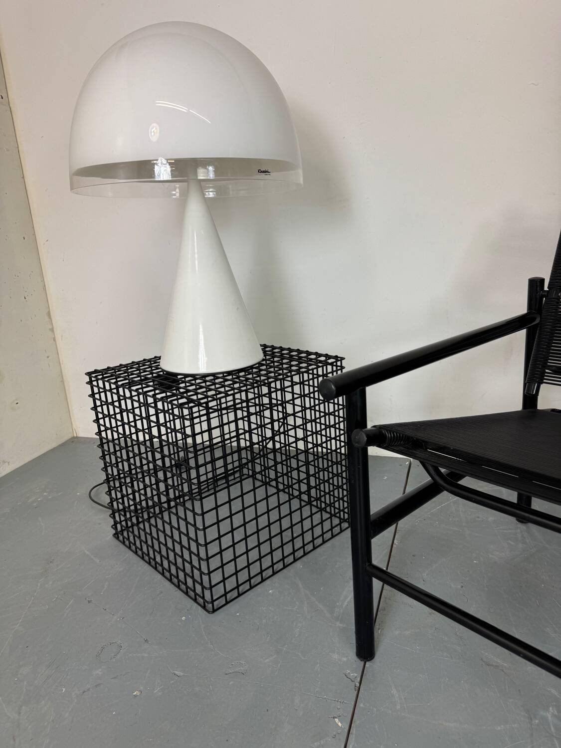 Modernist Steel Cubist Side Table, 1980s