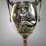 Ferdinand barbedienne 1810/ 1892 pair of silver bronze cups from the 19th to set de putti