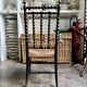 Low chair, Napoléon III child in blackened wood and woven straw.
